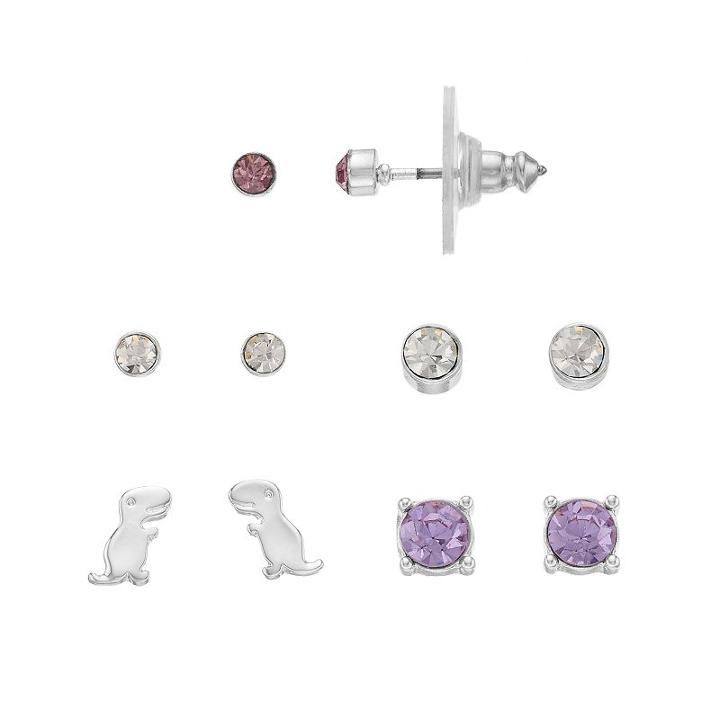 Lc Lauren Conrad Dinosaur Nickel Free Stud Earring Set, Women's, Purple