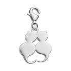 Personal Charm Sterling Silver Dual Cat Charm, Women's