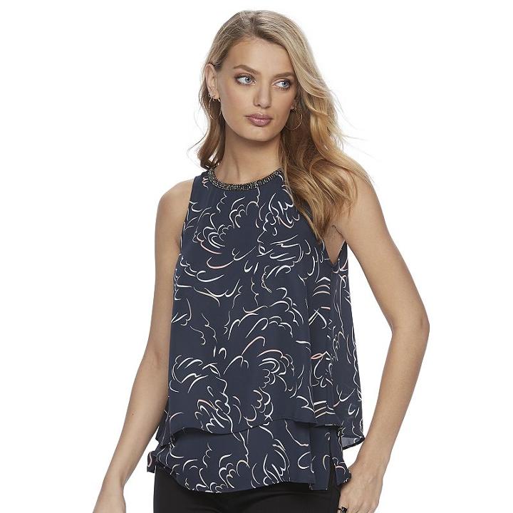 Women's Juicy Couture Print Layered Tank, Size: Xs, Blue (navy)