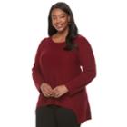 Plus Size Dana Buchman Sharkbite Hem Knit Sweater, Women's, Size: 1xl, Dark Red