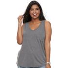 Plus Size Juniors' Plus So&reg; Solid V-neck Pocket Tank, Teens, Size: 3xl, Med Grey