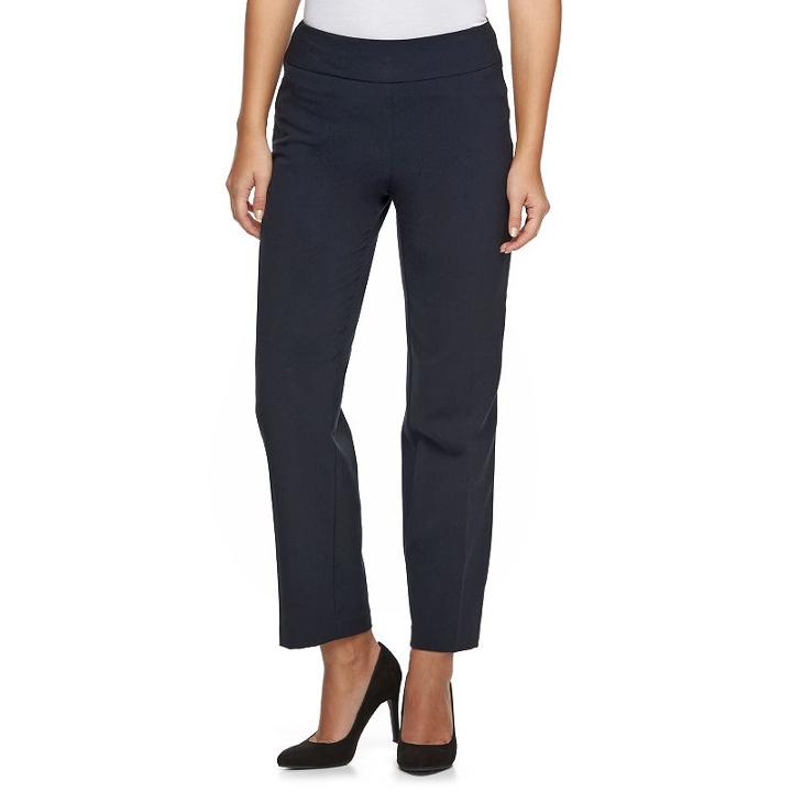 Petite Croft & Barrow&reg; Pull-on Straight-leg Dress Pants, Women's, Size: 8 Petite, Blue (navy)