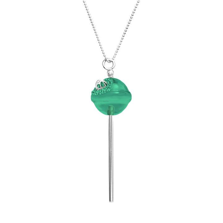 Amore By Simone I. Smith A Sweet Touch Of Hope Platinum Over Silver Crystal Lollipop Pendant, Women's, Size: 26, Green