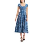 Women's Chaps Tropical Fit & Flare Midi Dress, Size: Large, Blue