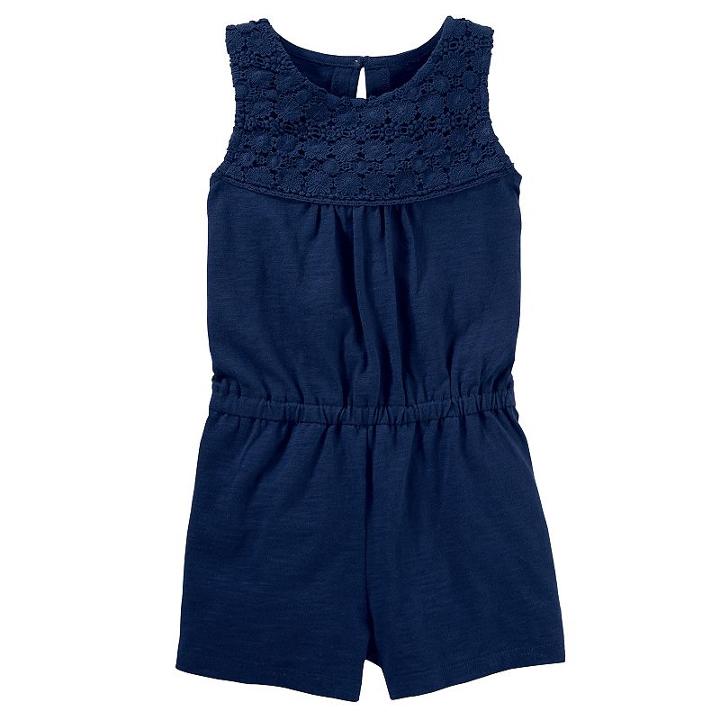 Girls 4-12 Oshkosh B'gosh&reg; Lace Yoke Romper, Girl's, Size: 5, Med Blue