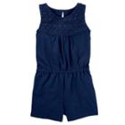 Girls 4-12 Oshkosh B'gosh&reg; Lace Yoke Romper, Girl's, Size: 5, Med Blue