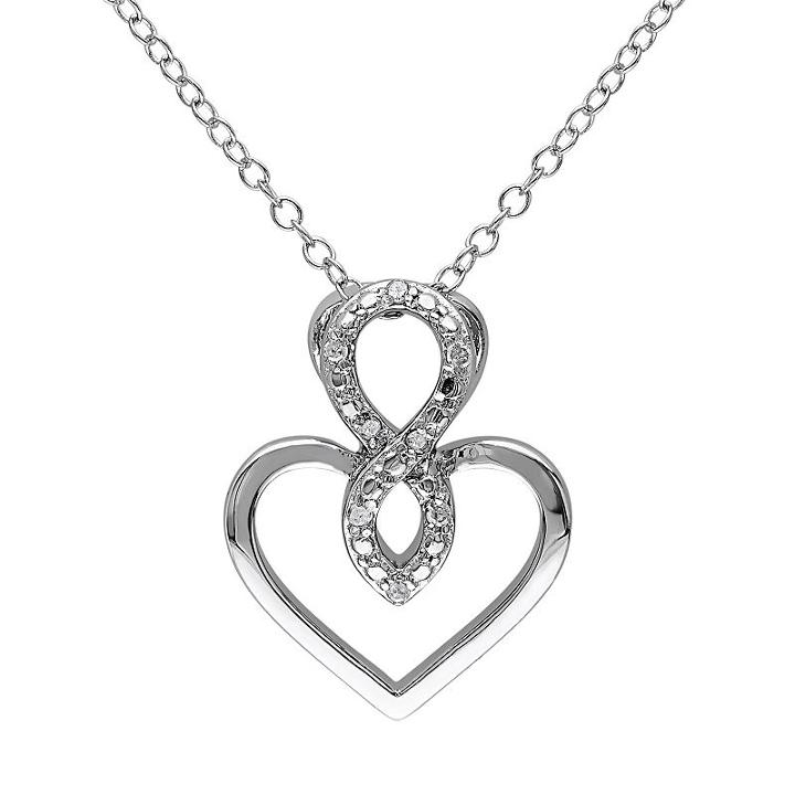Diamond Accent Sterling Silver Infinity Heart Pendant Necklace, Women's, Size: 18, White