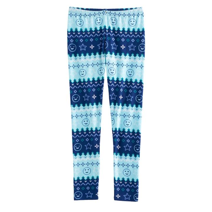 Girls 7-16 & Plus Size So&reg; Fairisle Pattern Leggings, Size: 20 1/2, Blue (navy)