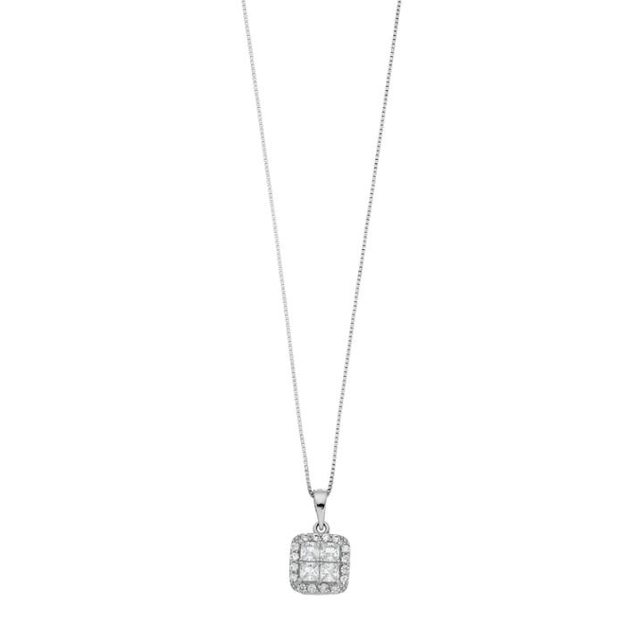 Pure Radiance Sterling Silver Lab-created White Sapphire & Diamond Accent Cluster Pendant, Women's