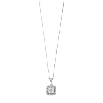 Pure Radiance Sterling Silver Lab-created White Sapphire & Diamond Accent Cluster Pendant, Women's