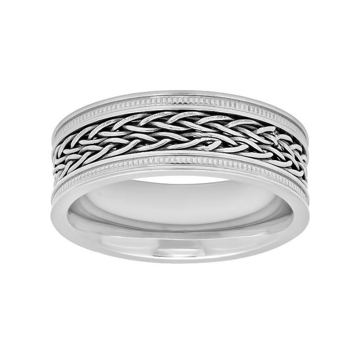 Men's Stainless Steel Braided Wedding Band, Size: 11, Grey