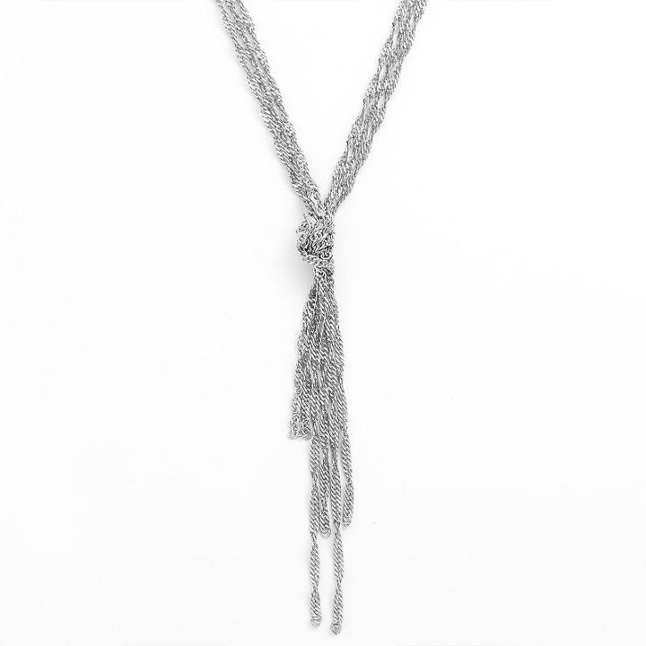 1928 Knot Multistrand Y Necklace, Women's, Size: 16, Grey