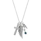 Cross, Dove & Wing Charm Necklace, Women's, Silver