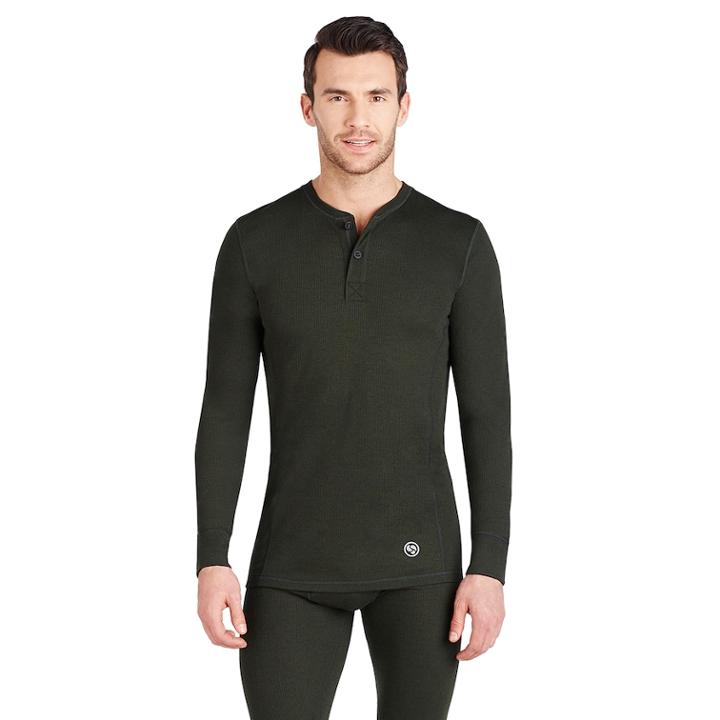 Men's Climatesmart Heavyweight Performance Base Layer Henley, Size: Small, Green