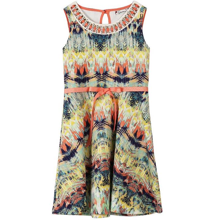 Girls 7-16 Speechless Ribbon Belt Printed Dress, Girl's, Size: 8, Blue (navy)