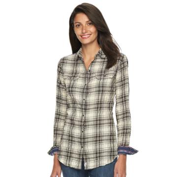 Women's Woolrich Malila Peak Crinkled Flannel Shirt, Size: Large, White Oth