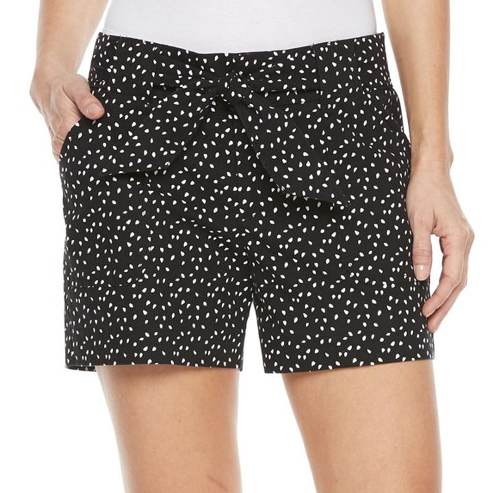 Women's Croft & Barrow&reg; Tie-waist Twill Shorts, Size: 14, Black