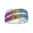 Crystal Radiance Silver Plated Multi Color Ring, Women's, Multicolor
