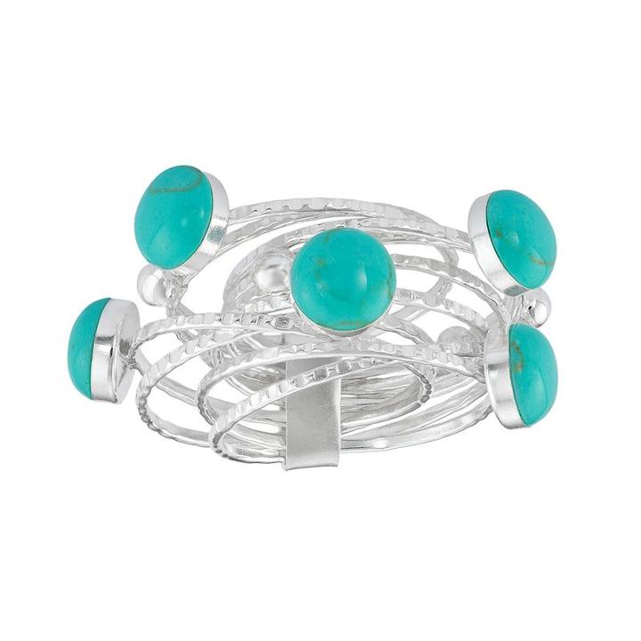 Simulated Turquoise Sterling Silver Ring, Women's, Size: 8, Blue