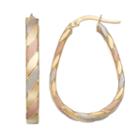 Forever 14k Tri Tone Striped U-hoop Earrings, Women's, Gold