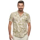 Men's Caribbean Joe Classic-fit Convertible-collar Tropical Button-down Shirt, Size: Medium, Green