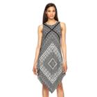 Women's Msk Printed Asymmetrical Hem Shift Dress, Size: Medium, Oxford