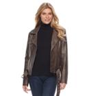 Women's Sebby Collection Faux-leather Moto Jacket, Size: Xl, Brown