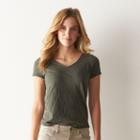 Women's Sonoma Goods For Life&trade; Slubbed V-neck Tee, Size: Large, Grey