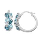 Sterling Silver London, Swiss & Sky Blue Topaz Cluster Hoop Earrings, Women's