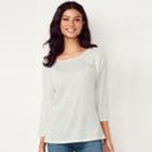 Women's Lc Lauren Conrad Printed Bell Sleeve Top, Size: Medium, Light Grey