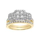 Cherish Always 10k Gold 7/8 Carat T.w. Square Cluster Engagement Ring Set, Women's, Size: 5, White