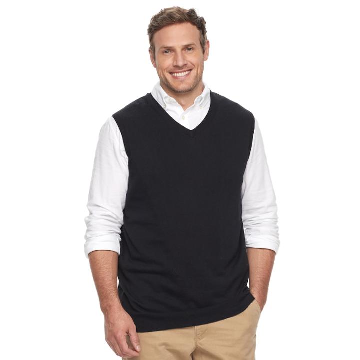 Big & Tall Croft & Barrow&reg; Classic-fit Easy-care Sweater Vest, Men's, Size: 3xl Tall, Black