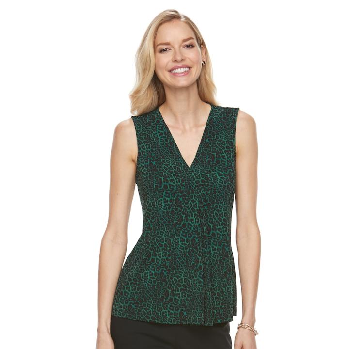 Women's Dana Buchman Pleated V-neck Tank, Size: Medium, Green