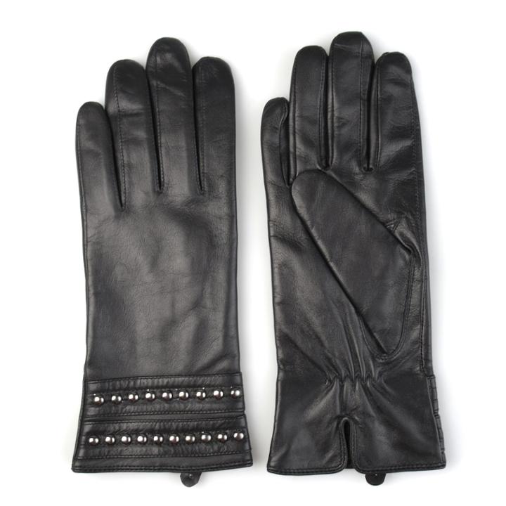 Women's Journee Collection Studded Leather Gloves, Size: Medium, Black