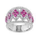 Lab-created Ruby & Lab-created White Sapphire Sterling Silver Marquise Flower Ring, Women's, Size: 7, Red