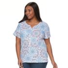Plus Size Croft & Barrow Solid Henley Tee, Women's, Size: 3xl, Light Blue