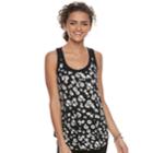 Juniors' Candie's&reg; Print Mixed-media Tank, Teens, Size: Large, Black