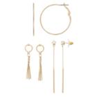Star Simulated Crystal Stick, Tassel & Hoop Earring Set, Women's, Gold