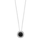 Sterling Silver Onyx & White Topaz Circle Pendant Necklace, Women's, Size: 18, Black