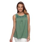 Women's Croft & Barrow&reg; Embroidered Tank, Size: Medium, Green