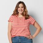 Plus Size Sonoma Goods For Life&trade; Striped Lace-up Tee, Women's, Size: 3xl, Pink