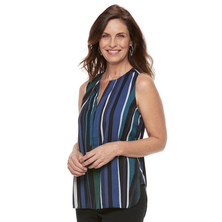 Women's Dana Buchman Crepe Sleeveless Blouse, Size: Xl, Blue