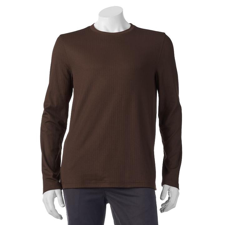 Men's Croft & Barrow&reg; Classic-fit Ribbed Crewneck Sweater, Size: Large, Brown