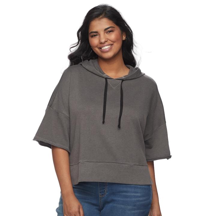 Juniors' Plus Size So® Hooded Crop Sweatshirt, Size: 2xl, Oxford