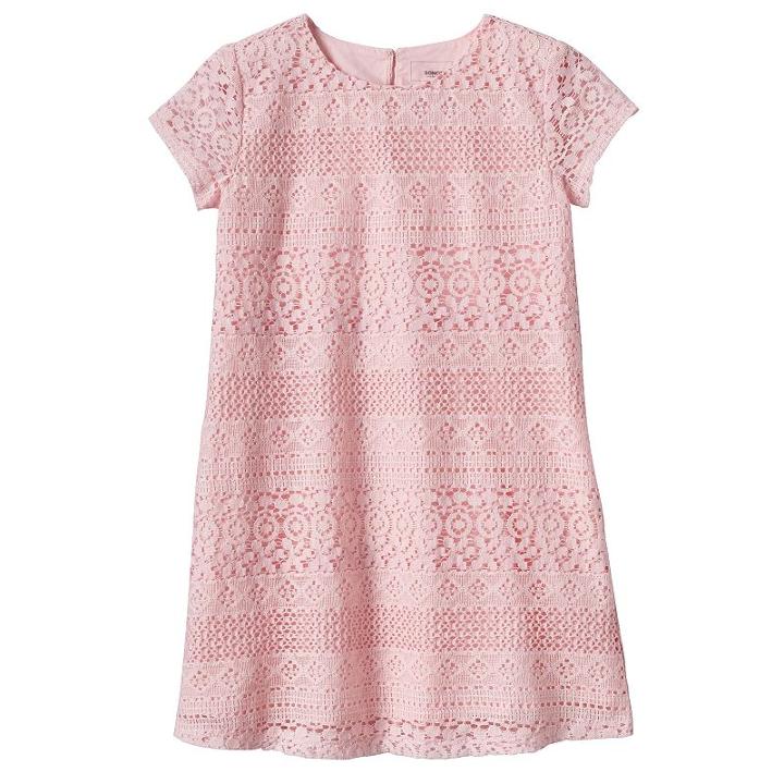Girls 4-8 Sonoma Goods For Life&trade; Lace Shift Dress, Girl's, Size: 7, Brt Pink