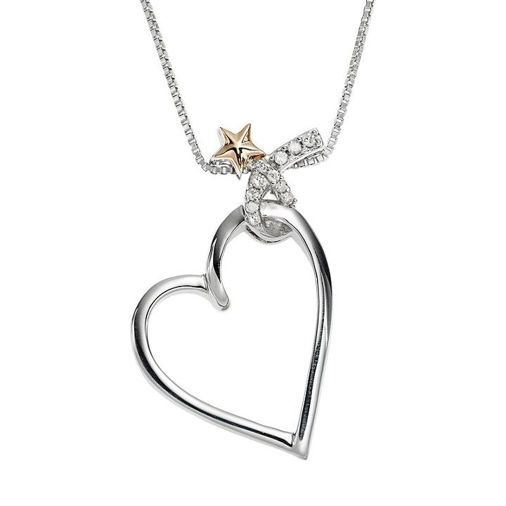 Wishes & Dreams By Leeza Gibbons Diamond Accent Sterling Silver & 10k Gold Heart & Star Pendant, Women's, White