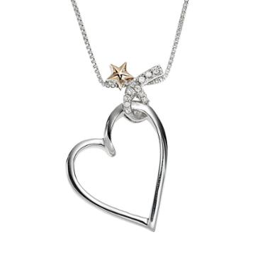 Wishes & Dreams By Leeza Gibbons Diamond Accent Sterling Silver & 10k Gold Heart & Star Pendant, Women's, White