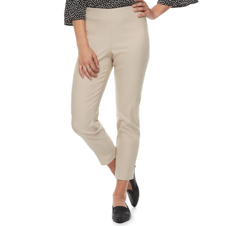 Women's Elle&trade; Pull-on Ankle Dress Pants, Size: Xxl, Beig/green (beig/khaki)