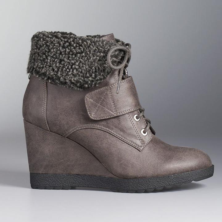 Simply Vera Vera Wang Women's Wedge Ankle Boots, Size: 7.5, Brt Green