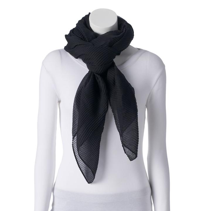 Women's Apt. 9&reg; Solid Pleated Square Scarf, Black
